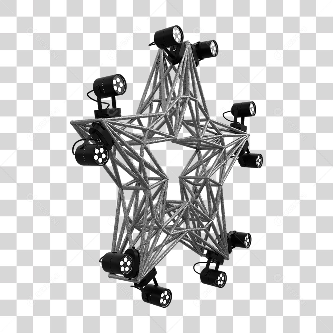 Elemento 3D Kit Painel de Luz Estrela PNG Transparente