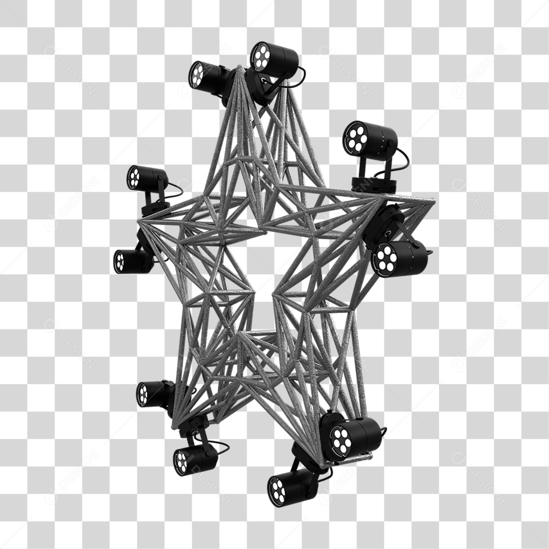 Elemento 3D Kit Painel de Luz Estrela PNG Transparente