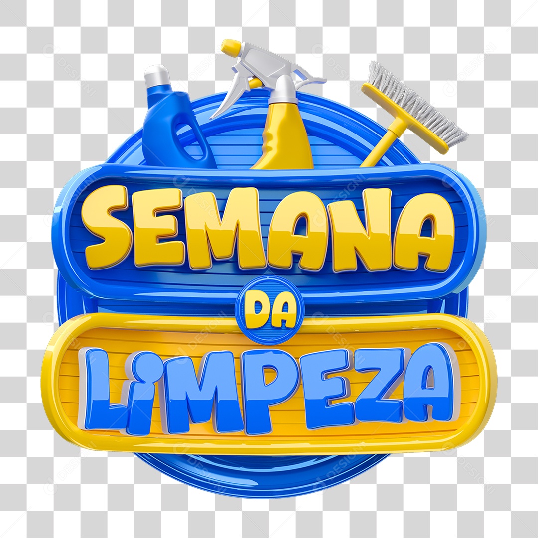 Selo 3D Semana da Limpeza PNG Transparente