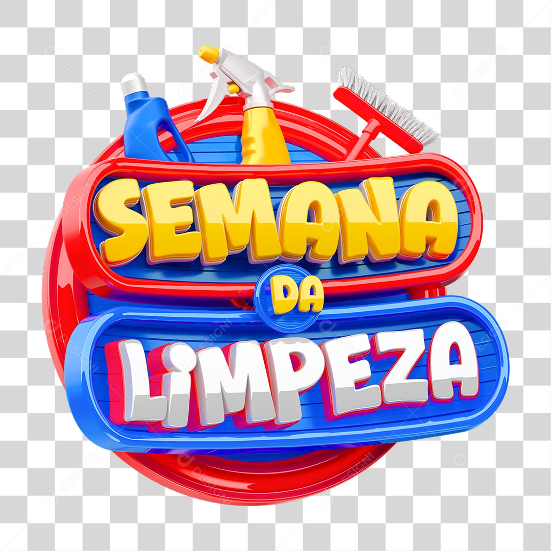 Selo 3D Semana da Limpeza PNG Transparente