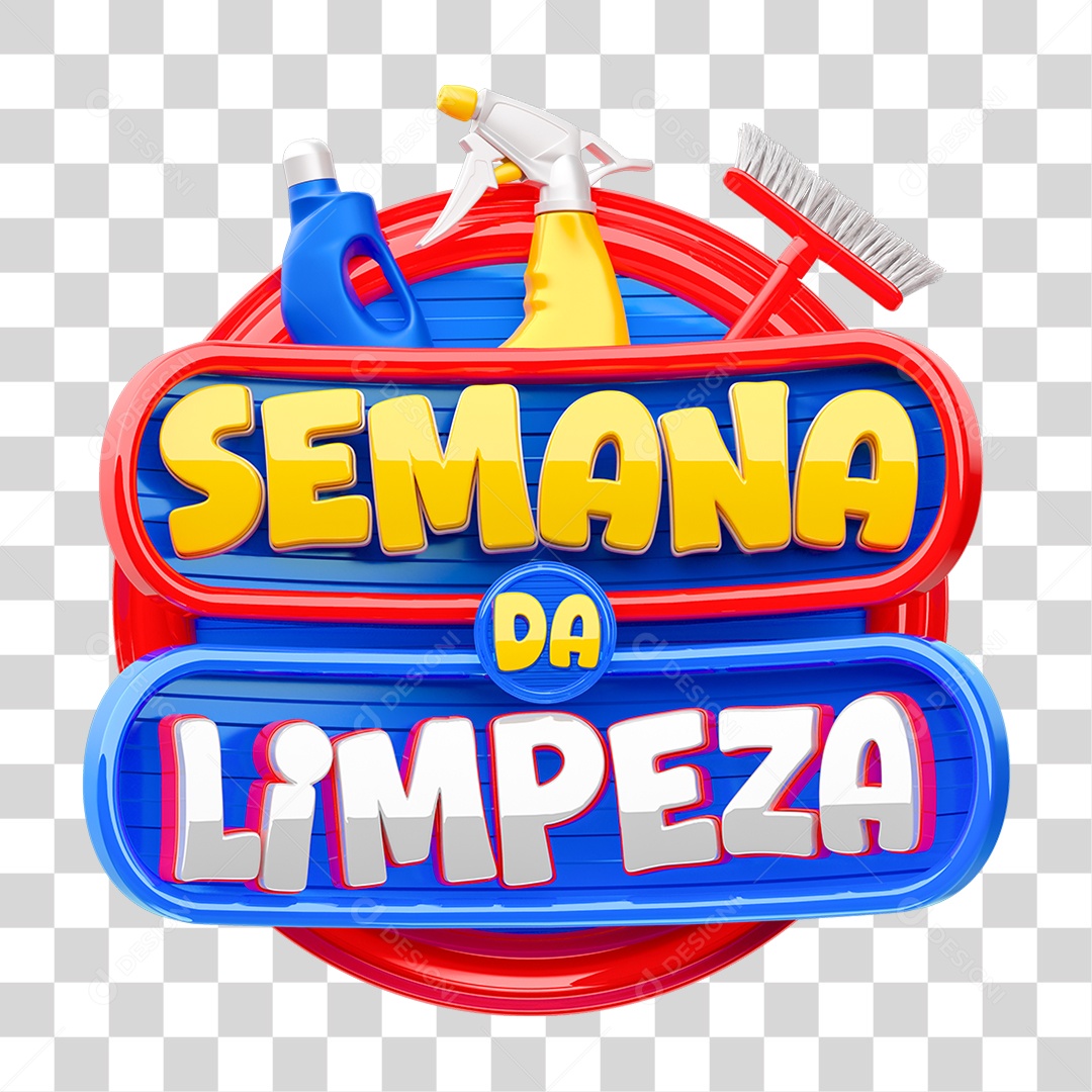 Selo 3D Semana da Limpeza PNG Transparente