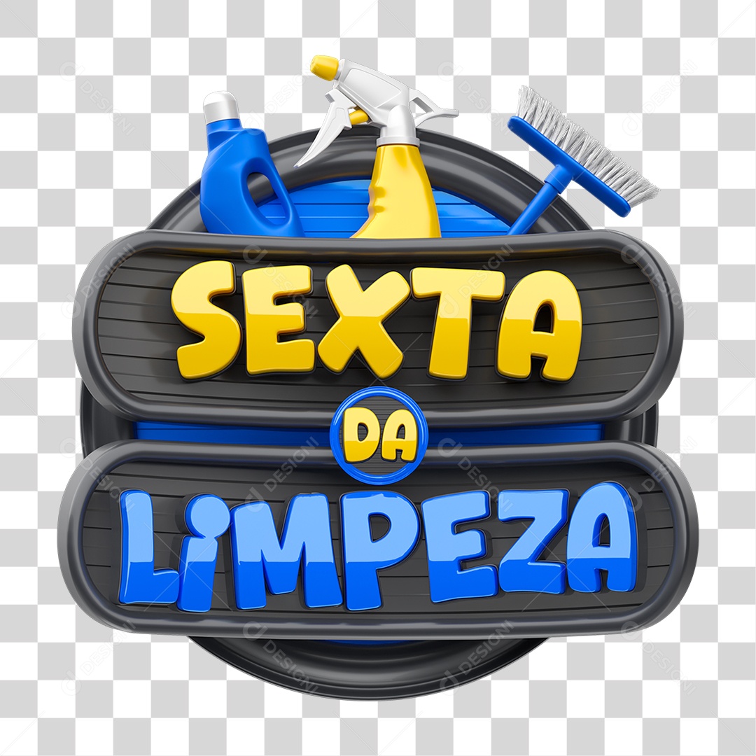 Selo 3D Sexta da Limpeza PNG Transparente