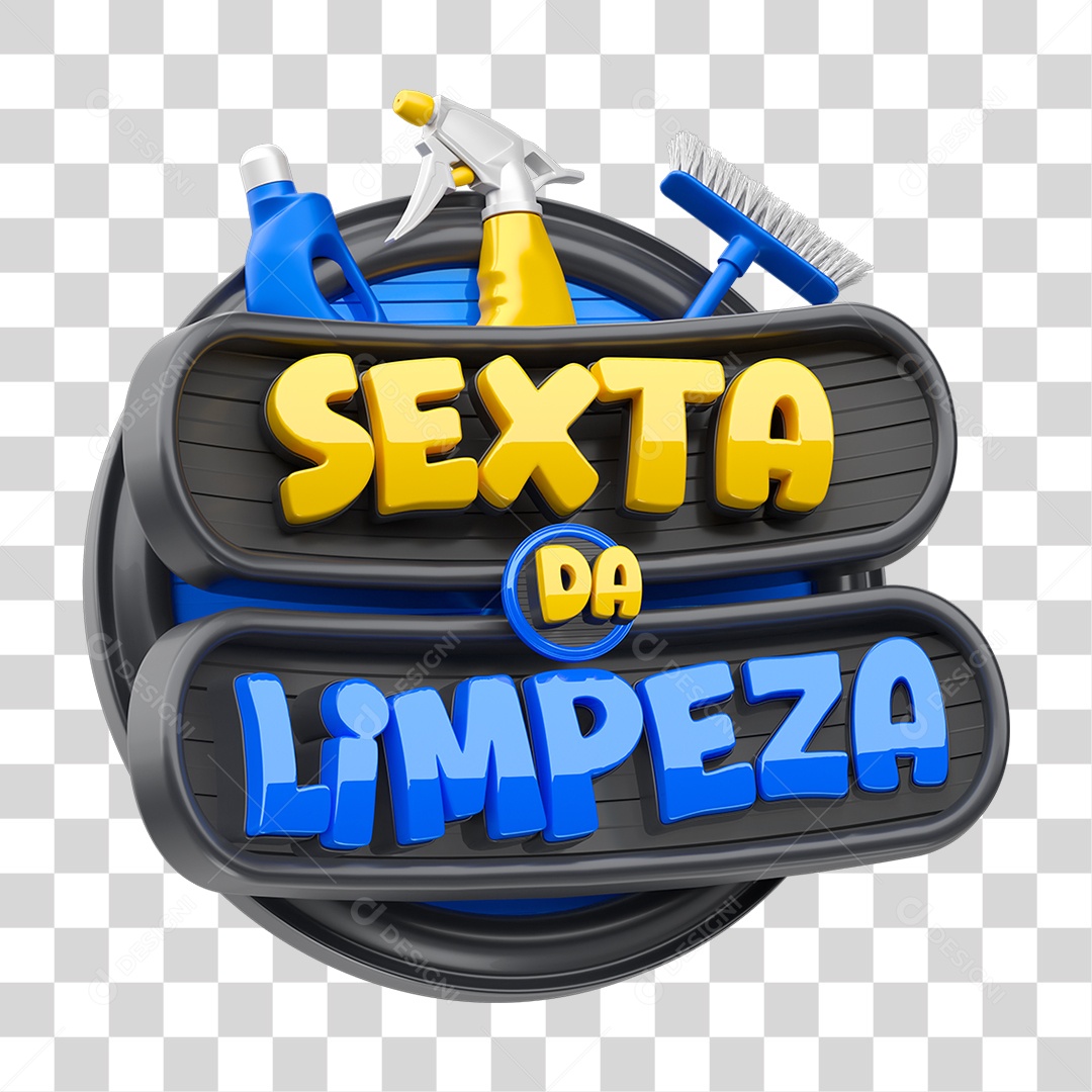 Selo 3D Sexta da Limpeza PNG Transparente