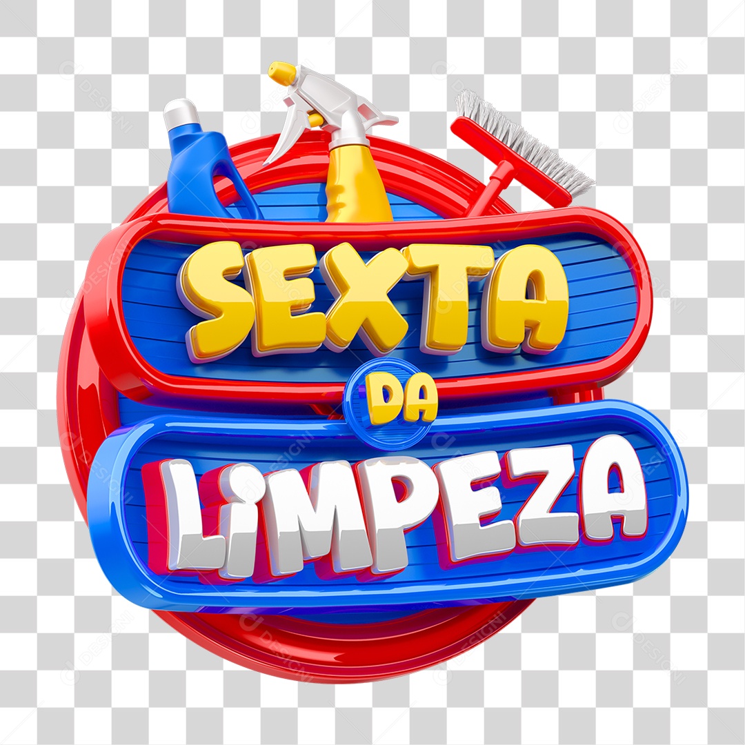Selo 3D Sexta da Limpeza PNG Transparente