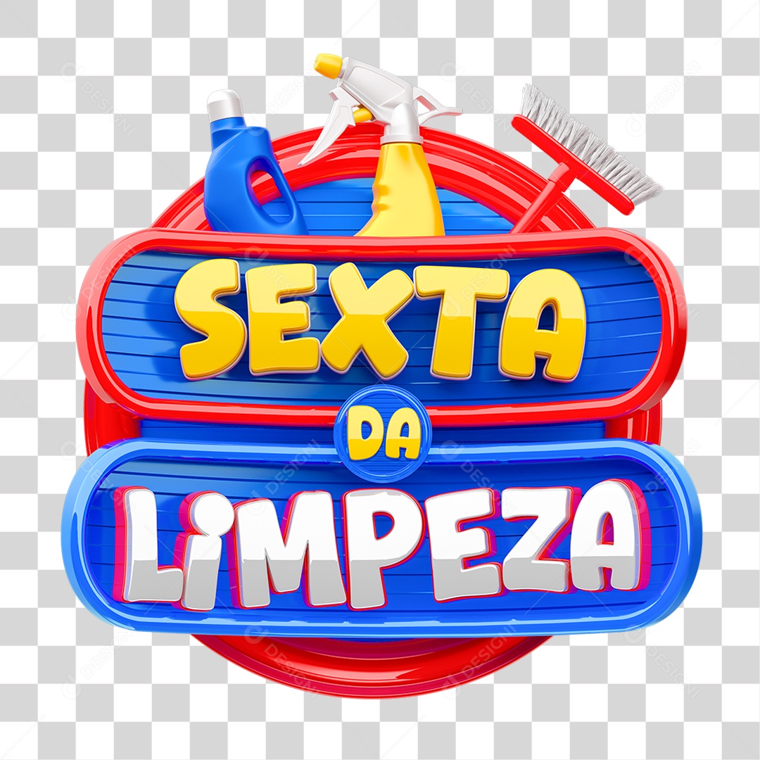 Selo 3D Sexta da Limpeza PNG Transparente