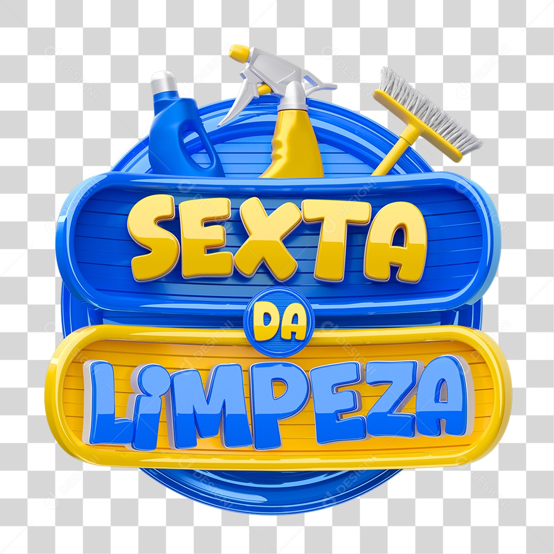 Selo 3D Sexta da Limpeza PNG Transparente