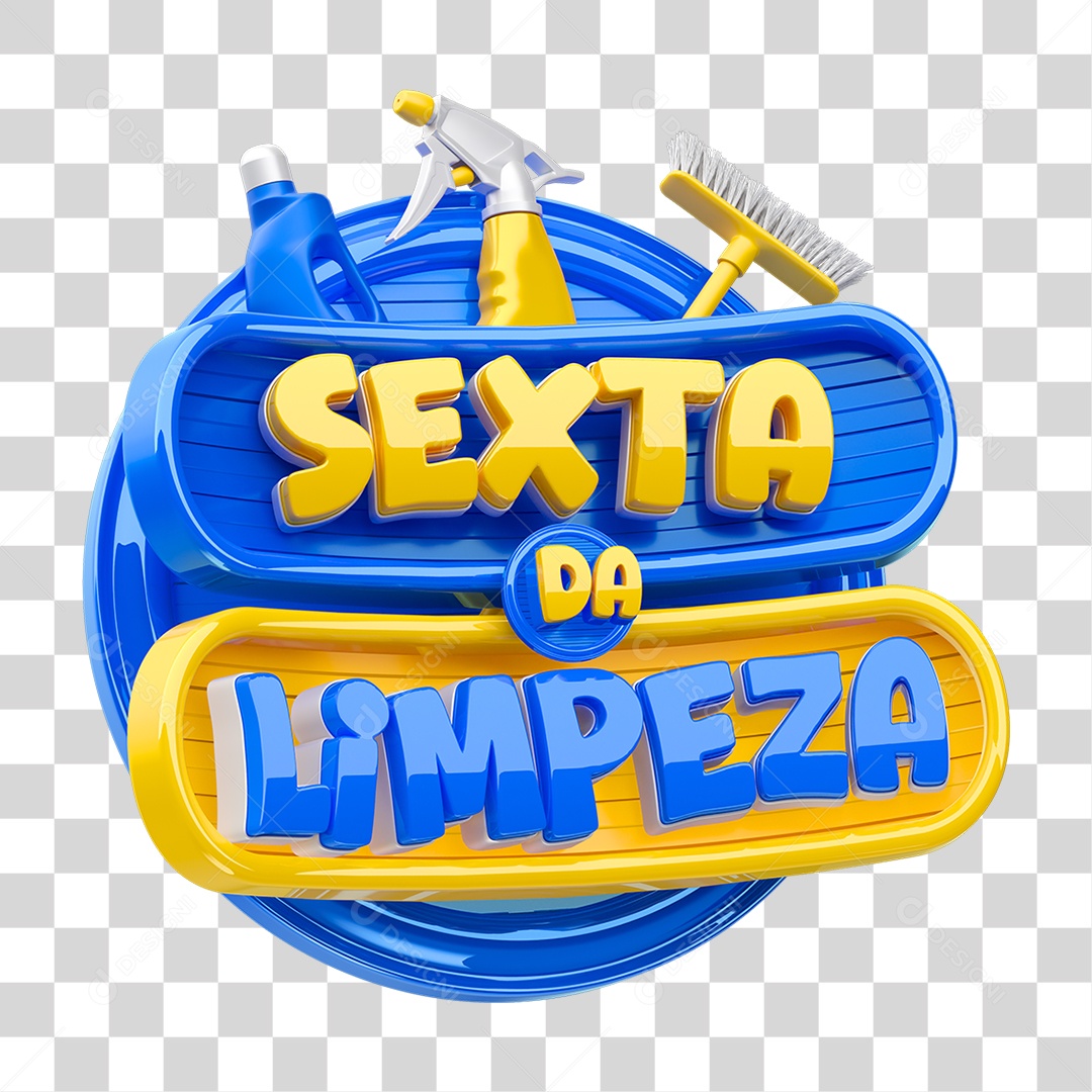 Selo 3D Sexta da Limpeza PNG Transparente