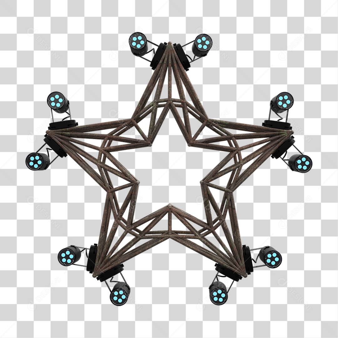 Elemento 3D Kit Painel de Luz Estrela PNG Transparente