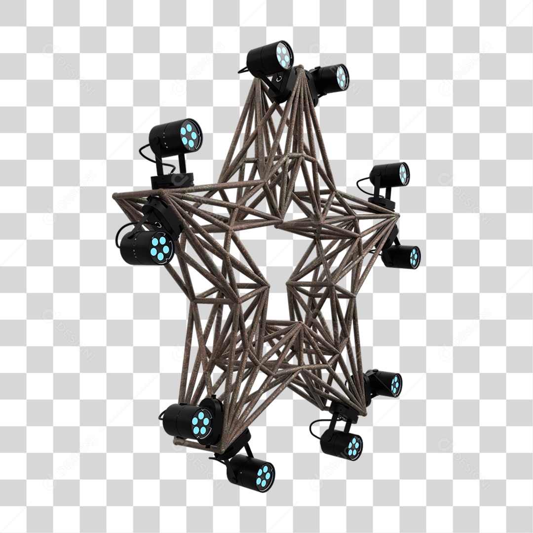 Elemento 3D Kit Painel de Luz Estrela PNG Transparente