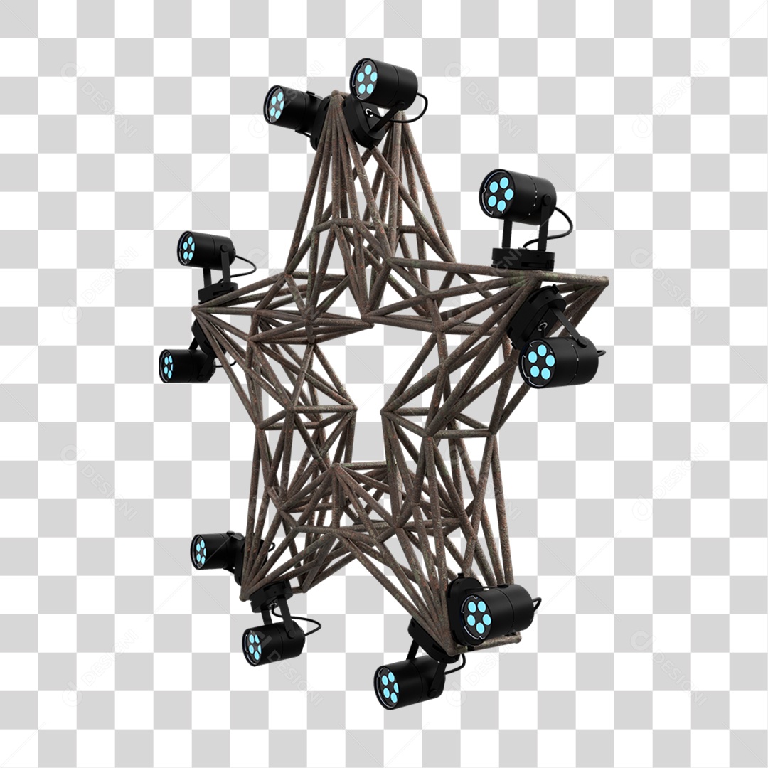 Elemento 3D Kit Painel de Luz Estrela PNG Transparente