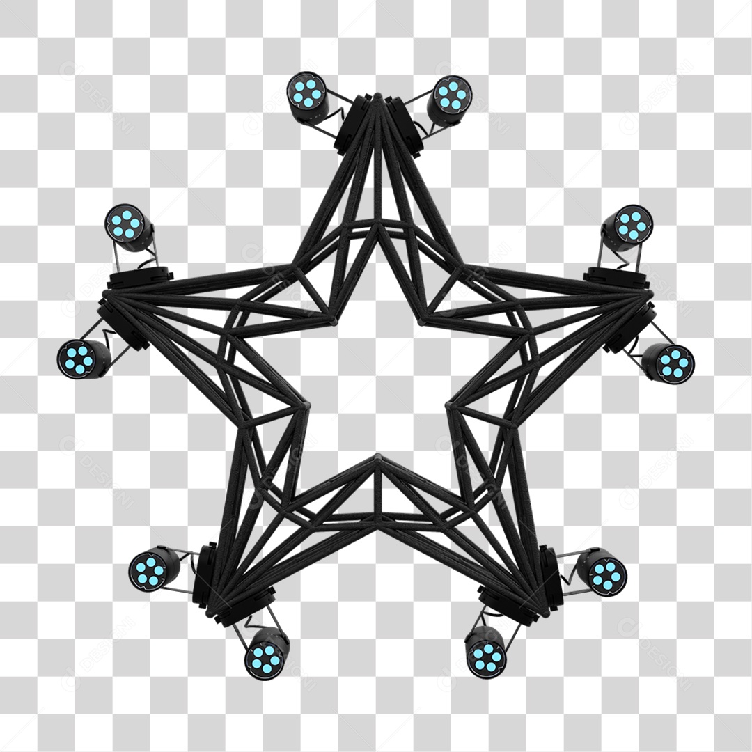 Elemento 3D Kit Painel de Luz Estrela PNG Transparente