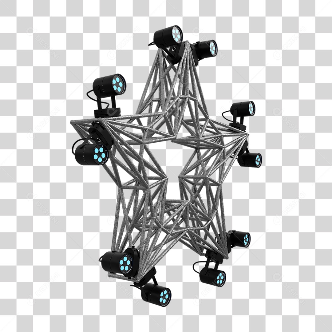 Elemento 3D Kit Painel de Luz Estrela PNG Transparente