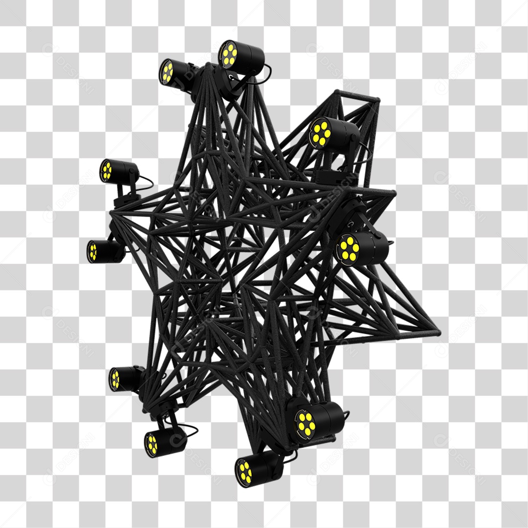 Elemento 3D Kit Painel de Luz Estrela PNG Transparente