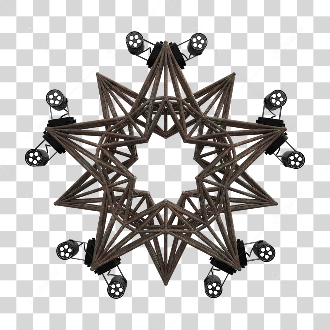 Elemento 3D Kit Painel de Luz Estrela PNG Transparente