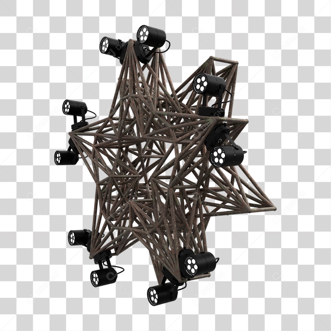 Elemento 3D Kit Painel de Luz Estrela PNG Transparente