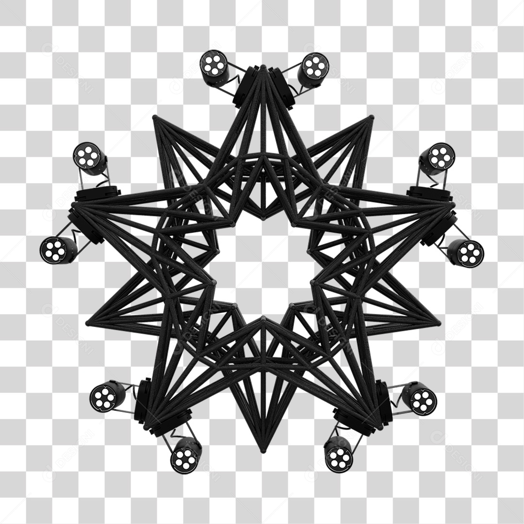 Elemento 3D Kit Painel de Luz Estrela PNG Transparente