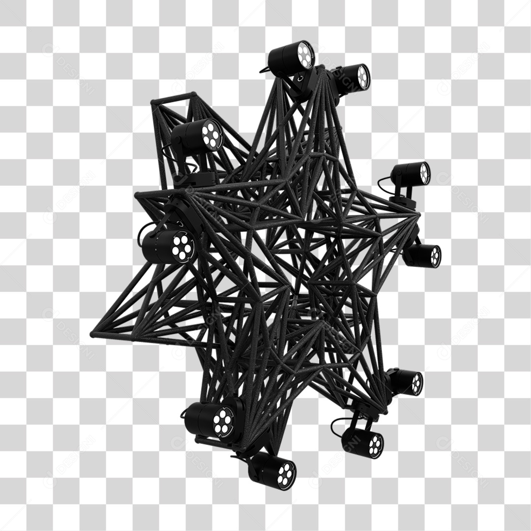 Elemento 3D Kit Painel de Luz Estrela PNG Transparente