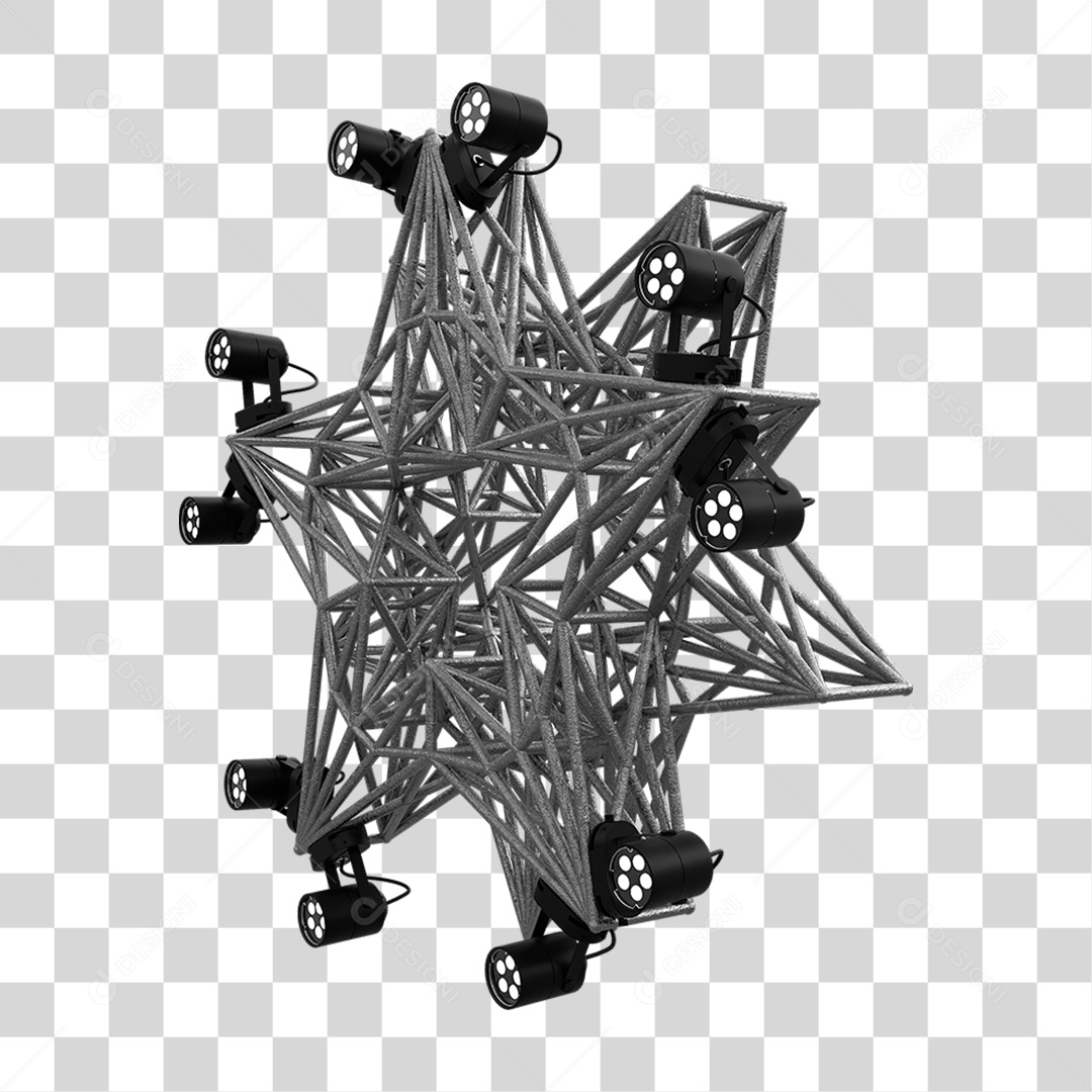 Elemento 3D Kit Painel de Luz Estrela PNG Transparente