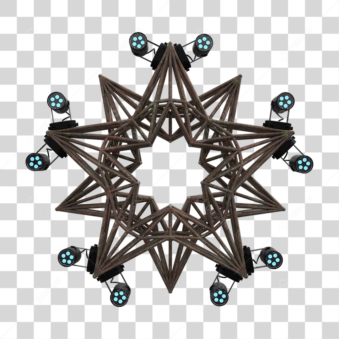 Elemento 3D Kit Painel de Luz Estrela PNG Transparente