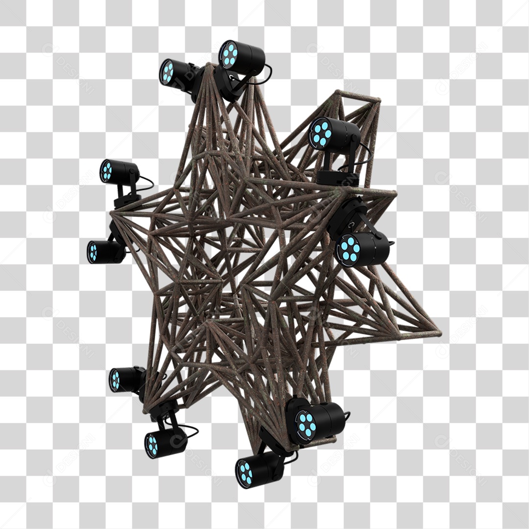 Elemento 3D Kit Painel de Luz Estrela PNG Transparente