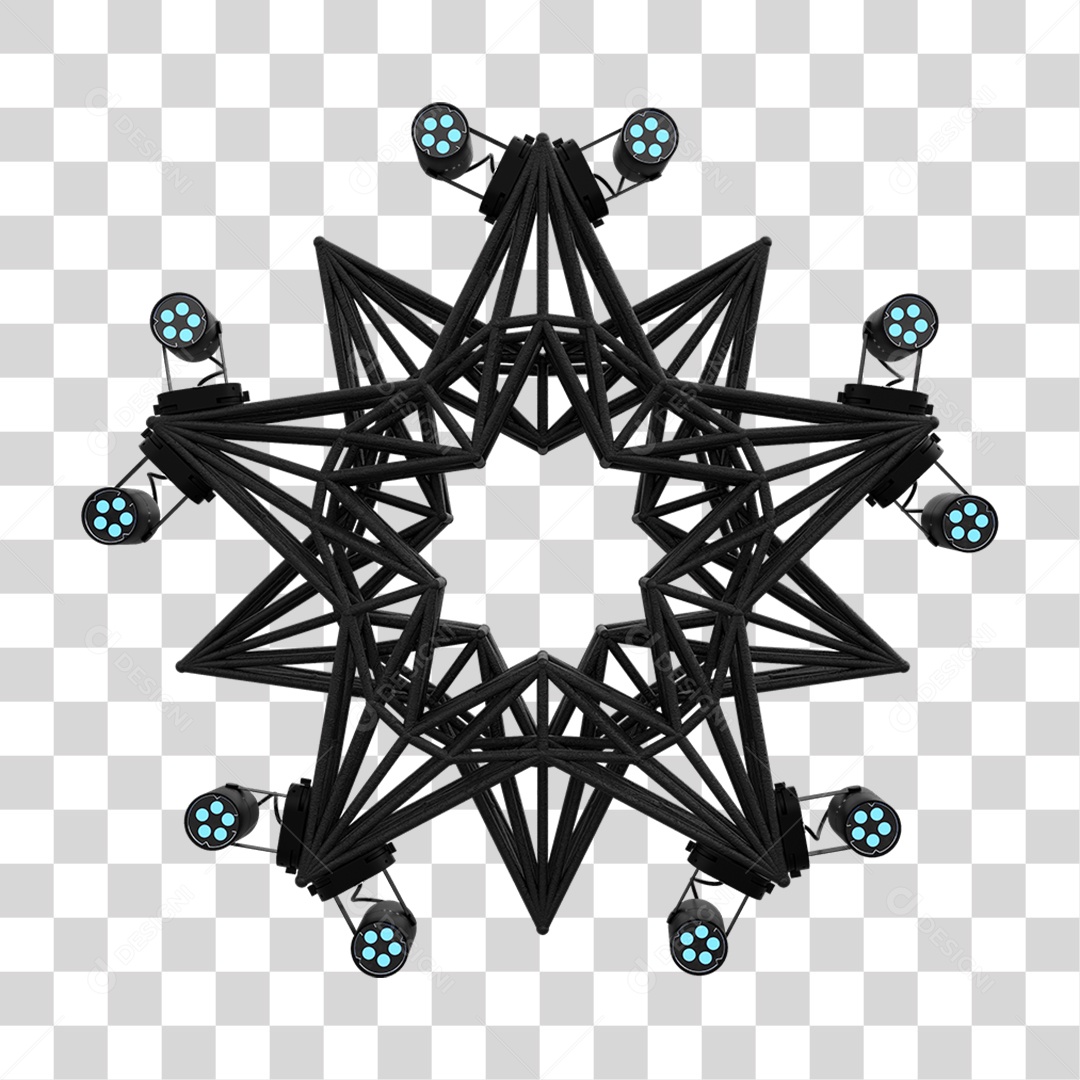 Elemento 3D Kit Painel de Luz Estrela PNG Transparente