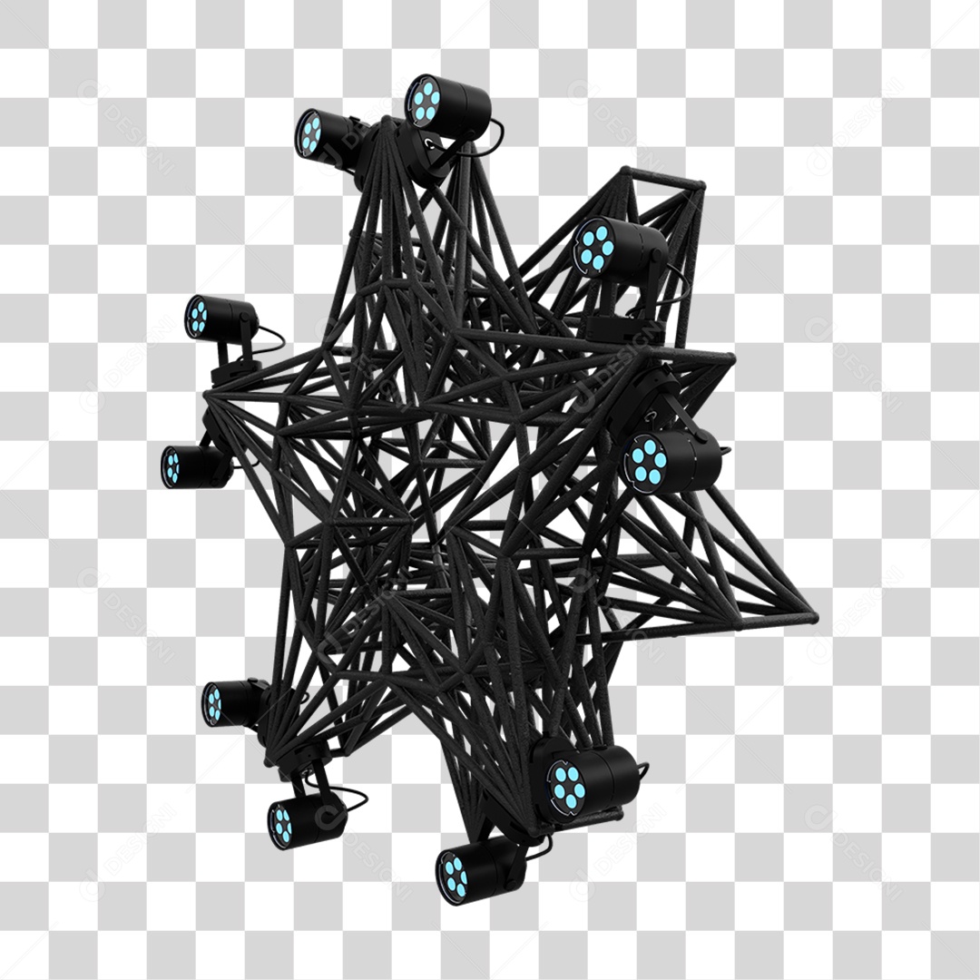 Elemento 3D Kit Painel de Luz Estrela PNG Transparente