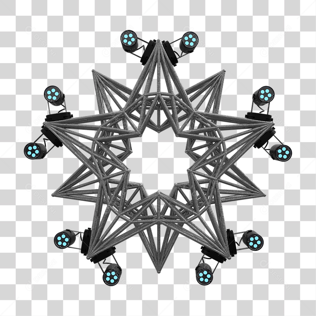Elemento 3D Kit Painel de Luz Estrela PNG Transparente