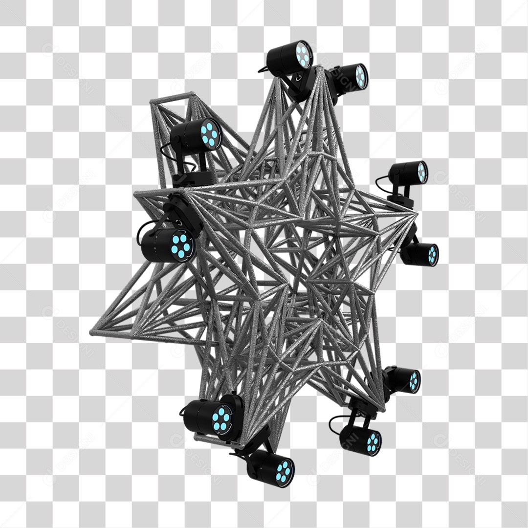 Elemento 3D Kit Painel de Luz Estrela PNG Transparente