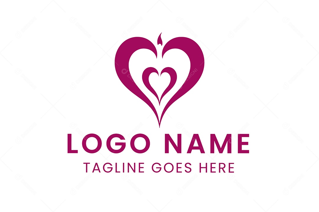 Modelo de Logotipo de Coração PNG + AI Editável