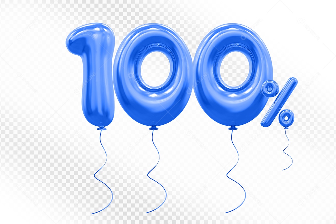 Elemento 3D Balão Azul de Número 100% Para composição PSD