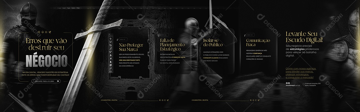 Carrossel Marketing Digital Agência Erros que Vão Destruir seu Négocio Social Media PSD Editável