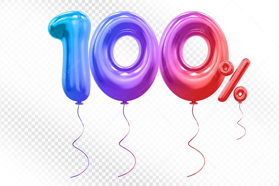 Elemento 3D Balão Colorido de Número 100% para Composição PSD