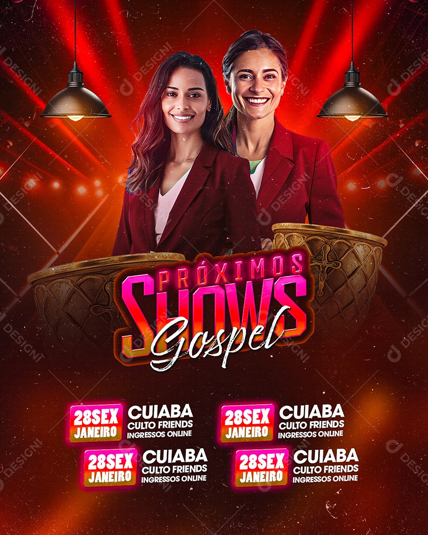 Flyer Próximos Shows Gospel Social Media PSD Editável