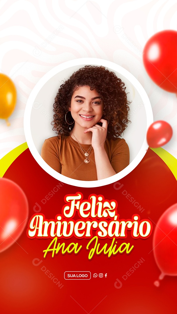 Story Feliz Aniversário Ana Julia Social Media PSD Editável