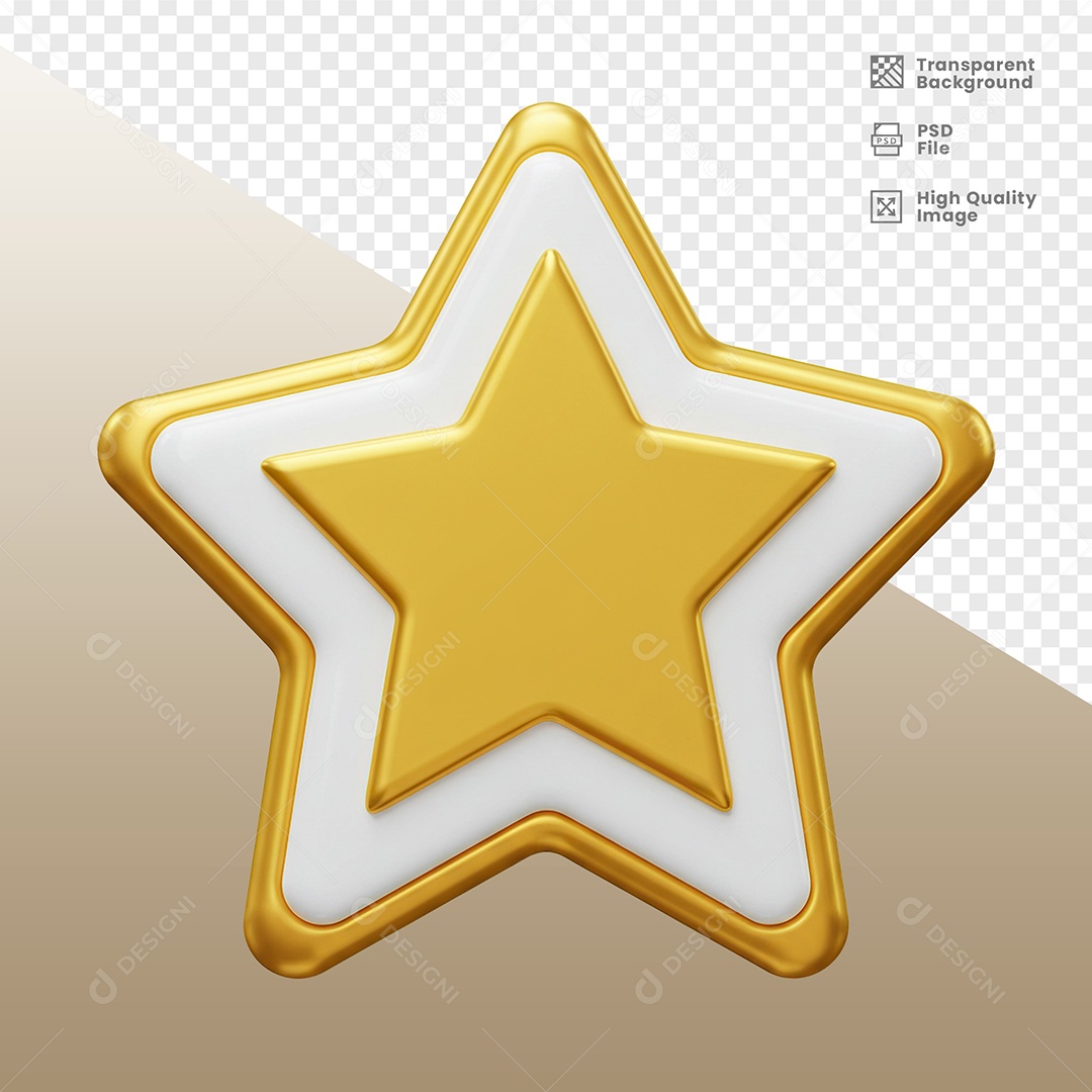 Estrela Elemento 3D de Ano Novo para Composição PSD