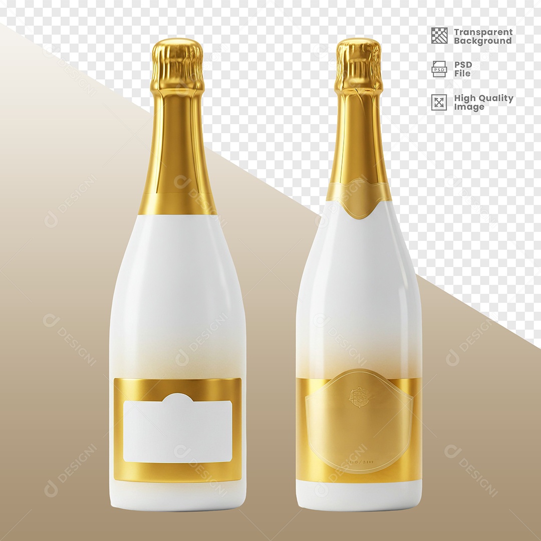 Garrafas de Champagne Elemento 3D para Composição PSD