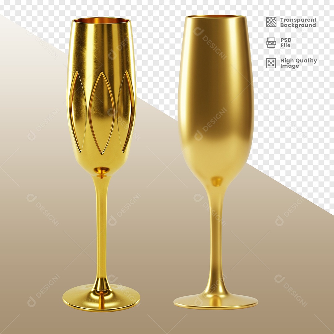Taças de Douradas Elemento 3D para Composição PSD