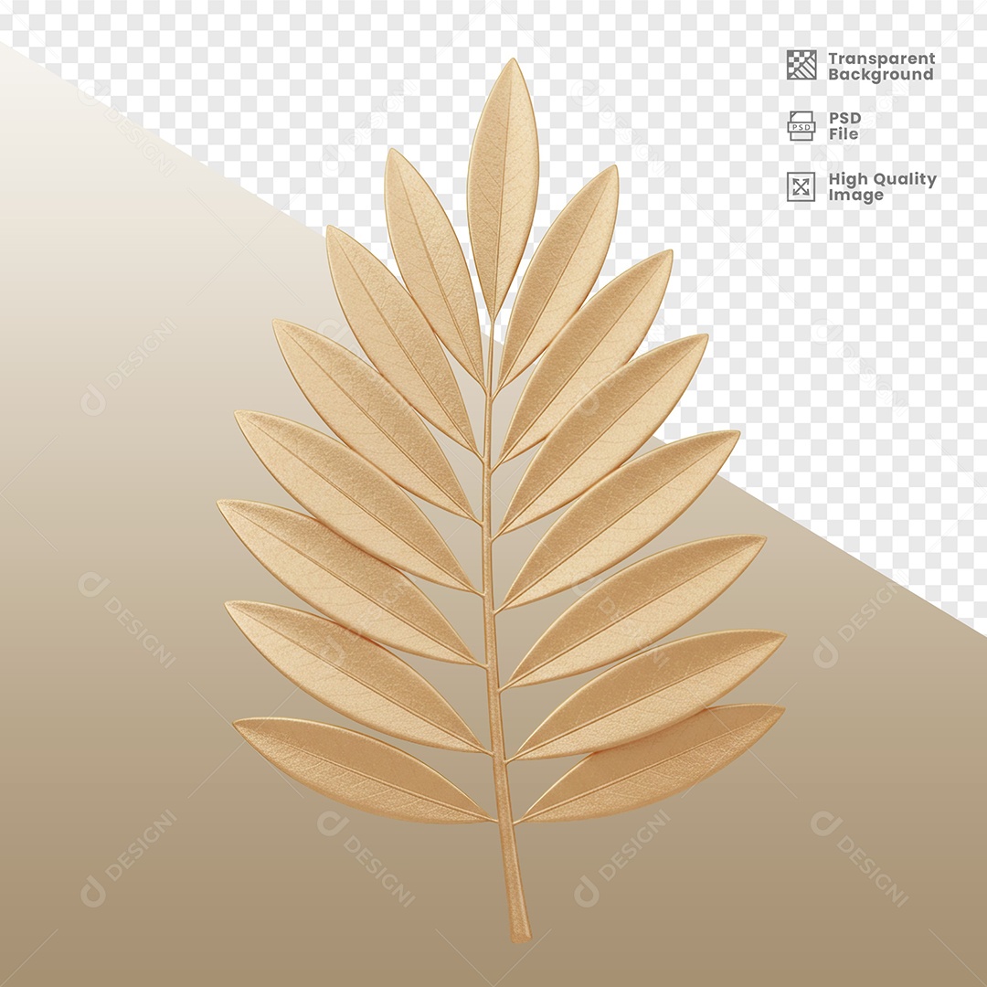 Folhas Elemento 3D de Ano Novo para Composição PSD