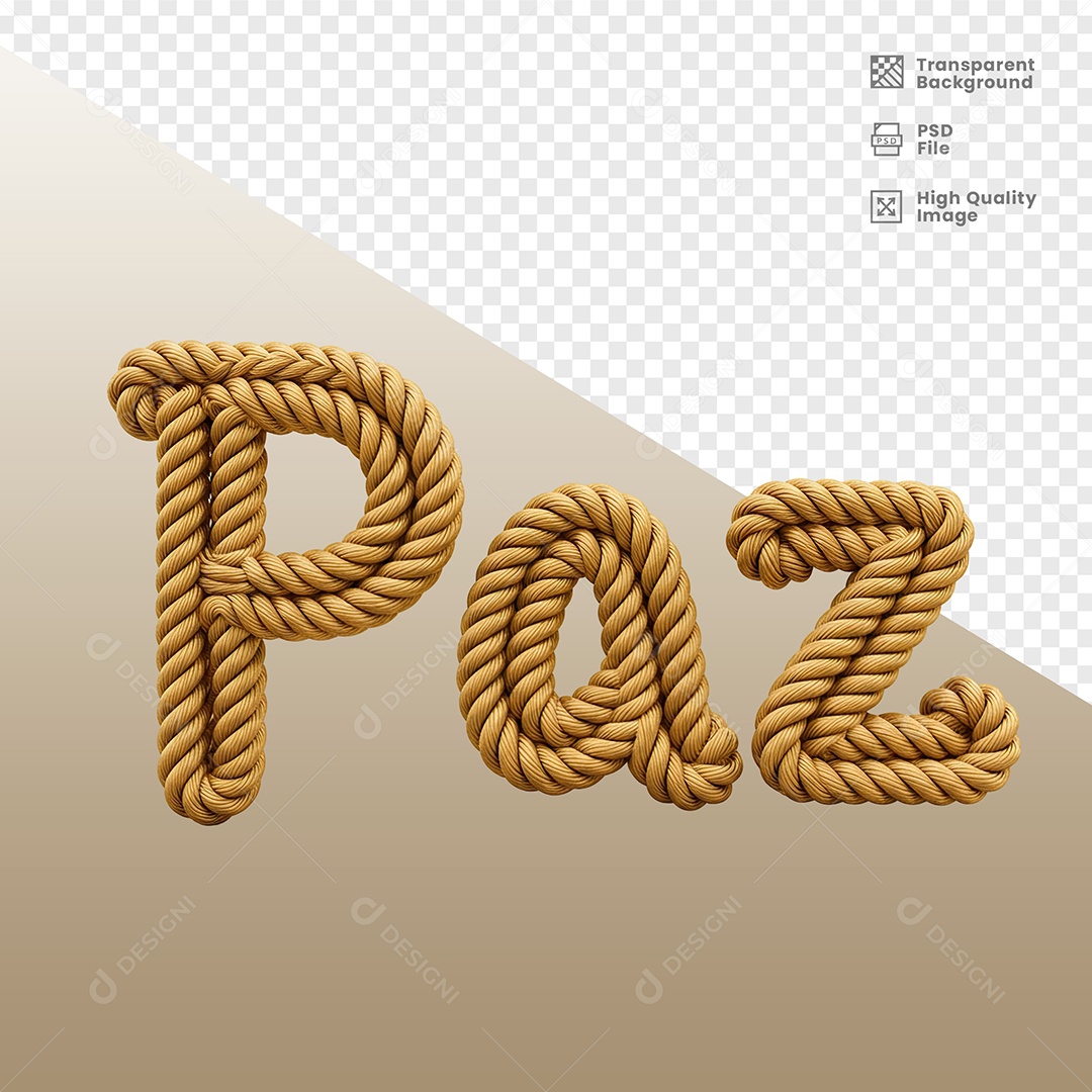 Paz Elemento 3D Dourado para Composição PSD