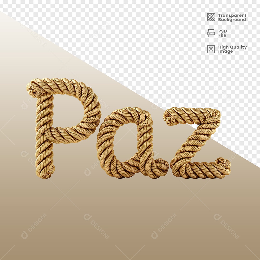 Nome Paz Elemento 3D para Composição PSD