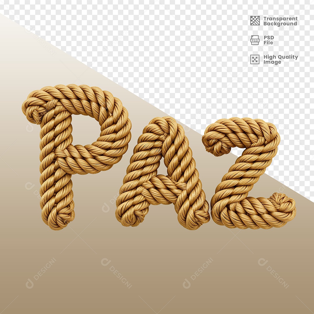 Elemento 3D Nome Paz para Composição PSD