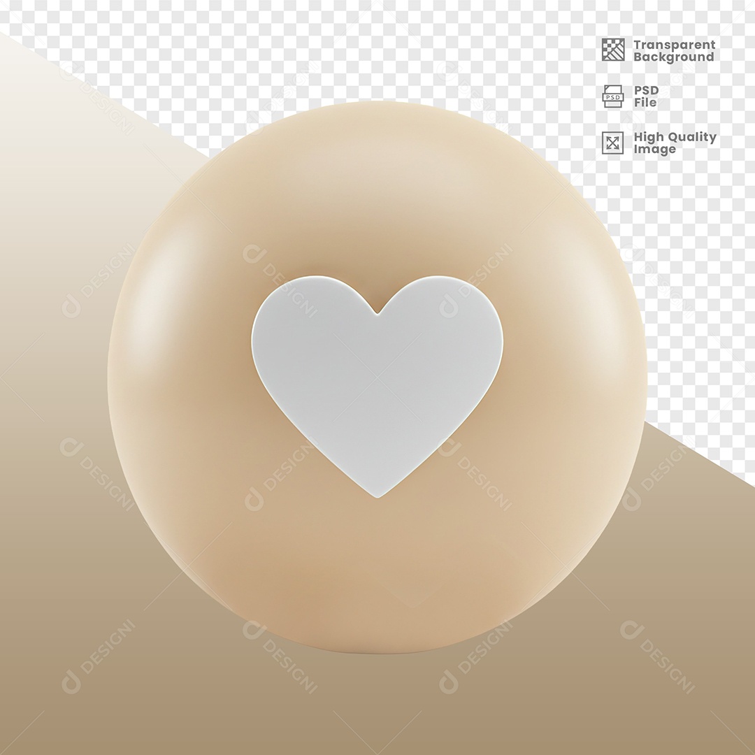 Bola com Coração Elemento 3D de Ano Novo para Composição PSD