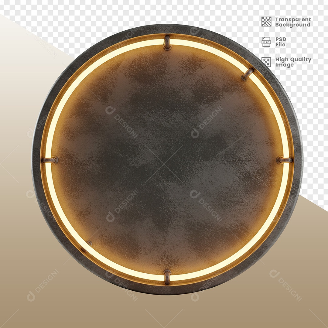 Circulo com Luz Elemento 3D de Ano Novo para Compoisção PSD