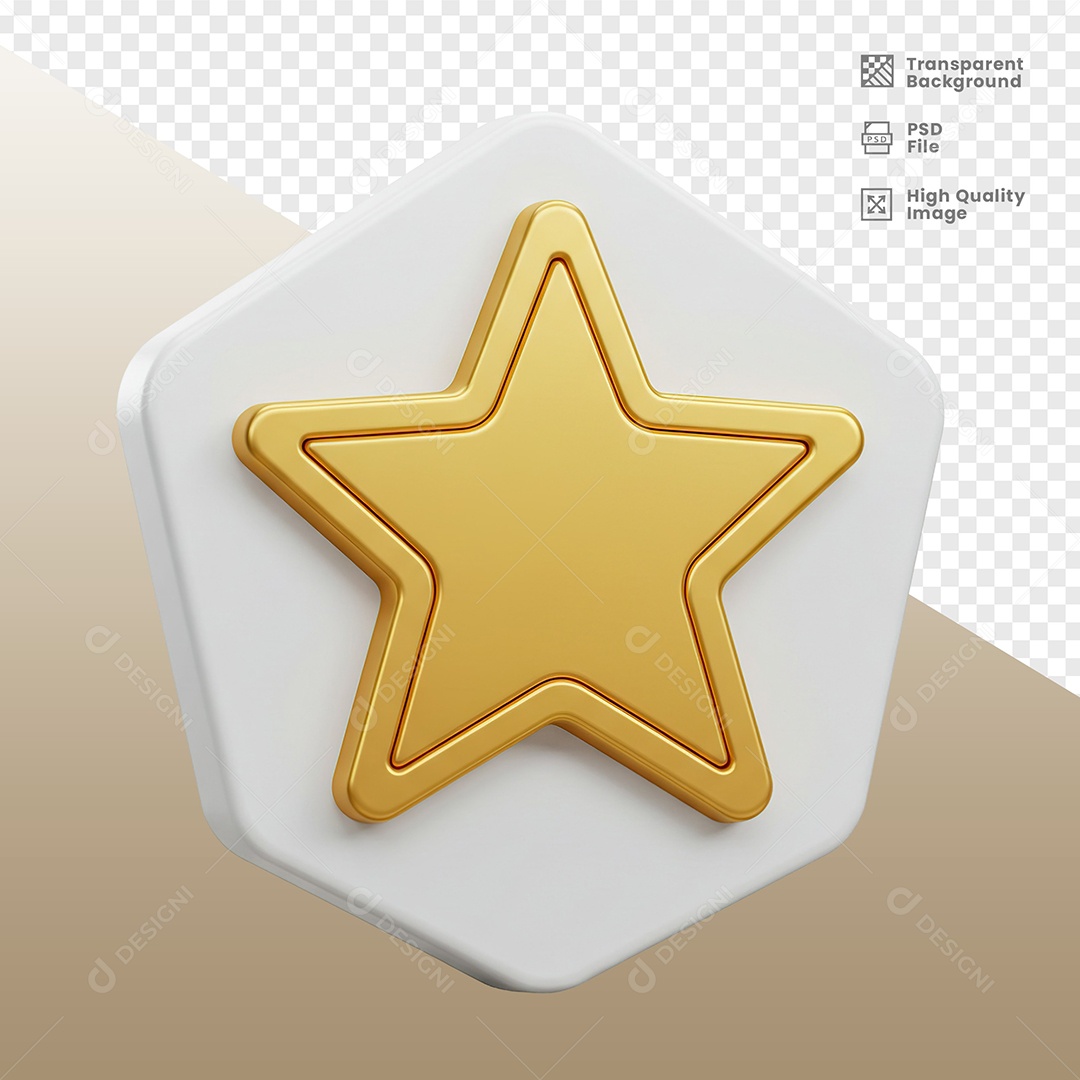 Estrela Elemento 3D de Ano Novo para Composição PSD