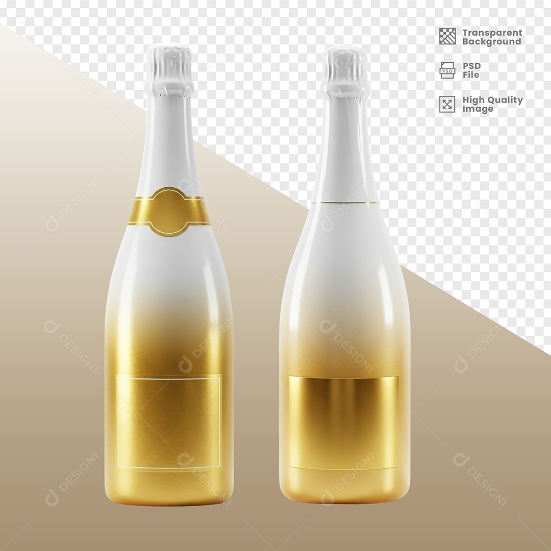 Garrafas de Champagne Elemento 3D para Composição PSD