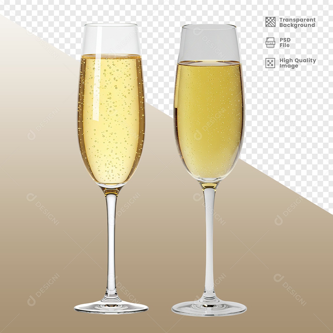 Taças de Champanhe Elemento 3D para Composição PSD