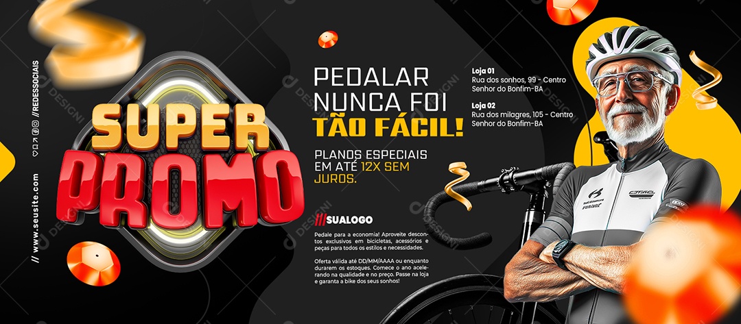Super Promo Bicicletaria Pedalar Nunca Foi Tão Fácil Social Media PSD Editável