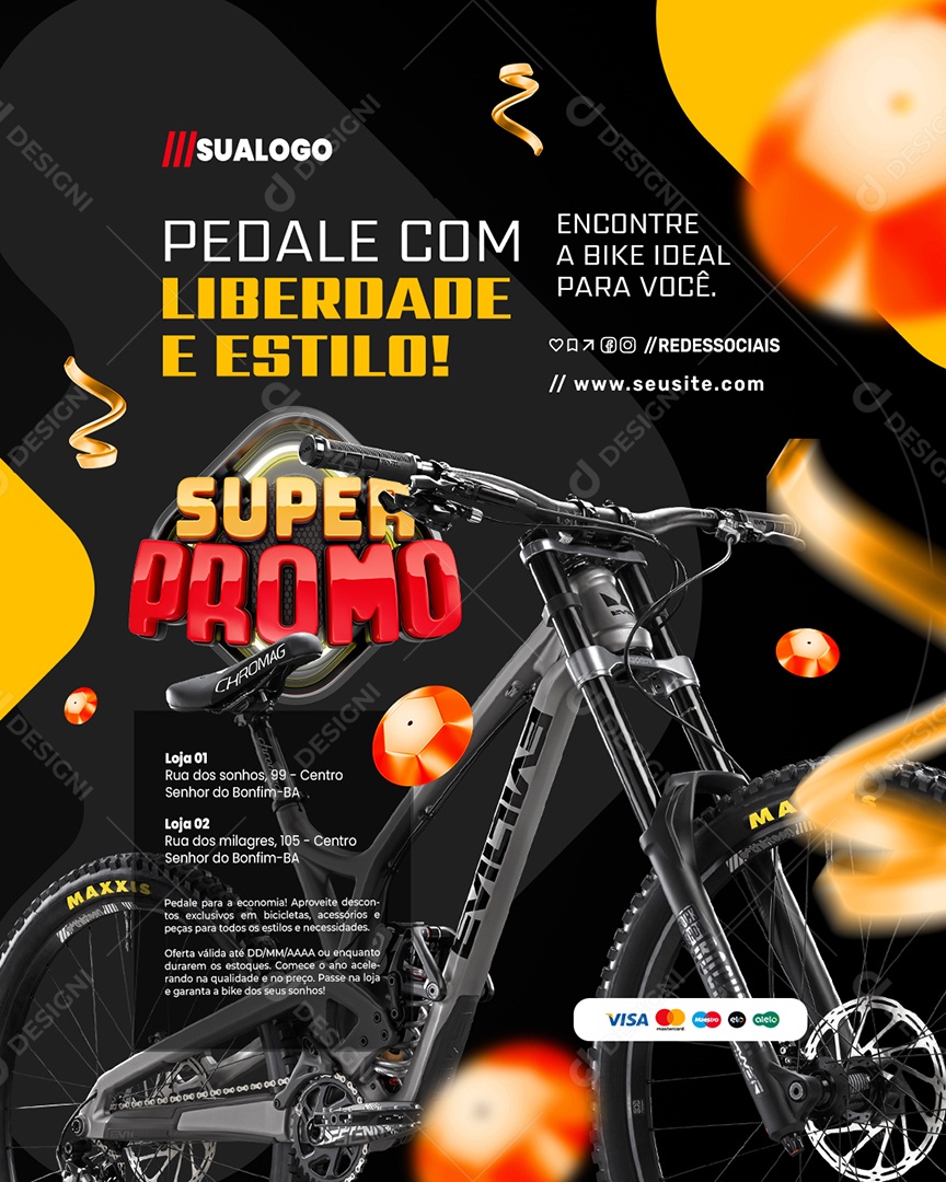 Super Promo Bicicletaria Pedale com Liberdade e Estilo Social Media PSD Editável