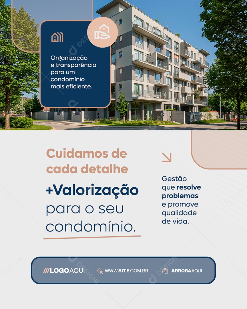 Gestão de Condomínio Cuidamos de Cada Detalhe Social Media PSD Editável
