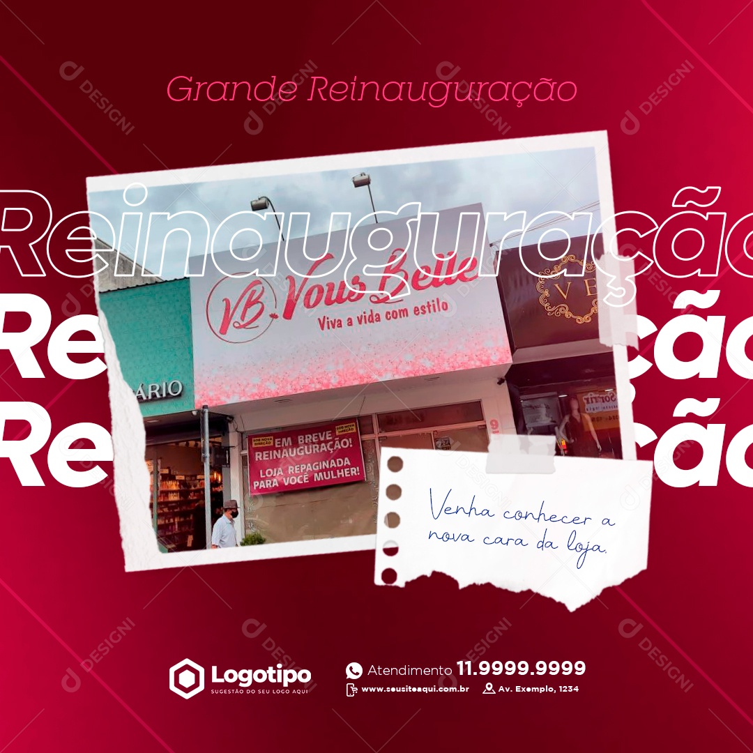 Reinauguração Venha Conhecer a Nova Loja Social Media PSD Editável